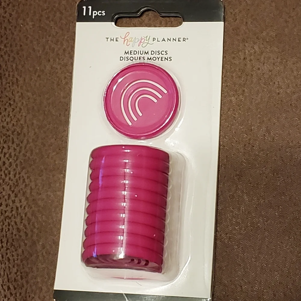 Happy Planner set of medium discs pink with rainbow